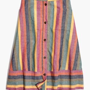 Madewell Striped Multicolor Button-Down Skirt